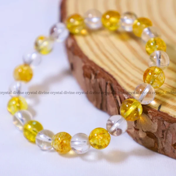 Clear Quartz + Citrine Bracelet – 8 MM (Abundance & Prosperity)