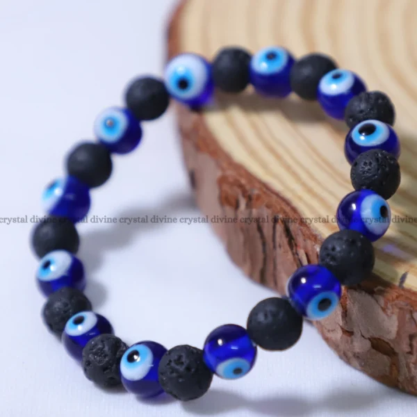 Evil Eye With Lava Bracelet – 8MM (Grounding & Stability)