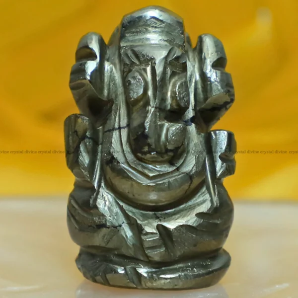 Pyrite Crystal Pocket Ganesha – 1inch (Energy & Vitality)