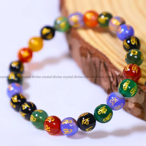 Om Mani Padma Hum Bracelet (New Dark) – 8 MM (Mindfulness & Focus)