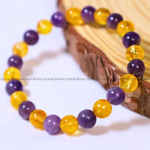 Amethyst + Citrine Bracelet – 8 MM (Clarity & Focus)