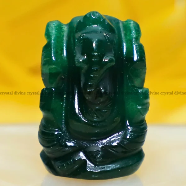 Green Jade Crystal Pocket Ganesha – 1inch (Calming & Balancing)