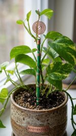 Copper Spiral Plant Protector (Vastu & Energy Balancer)
